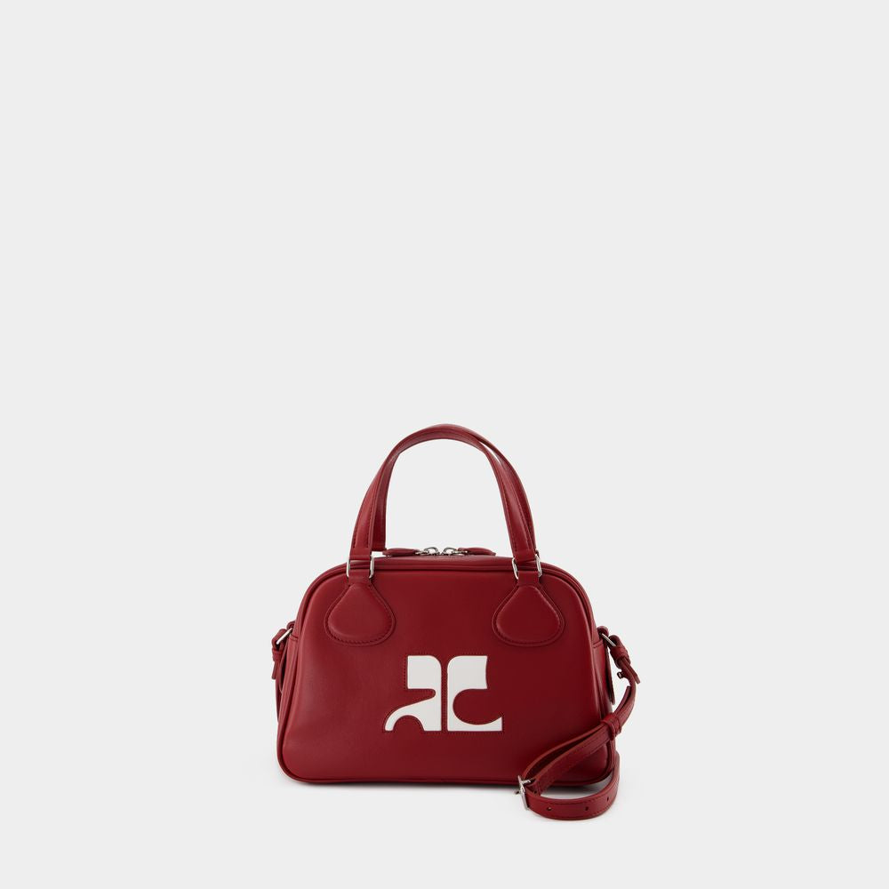 COURREGÈS Mini Red Leather Bowling Handbag for Women