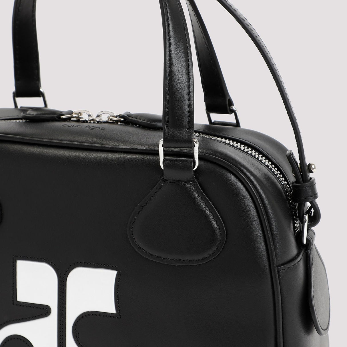 COURREGÈS Elegant Mini Box Handbag in Monochrome Leather