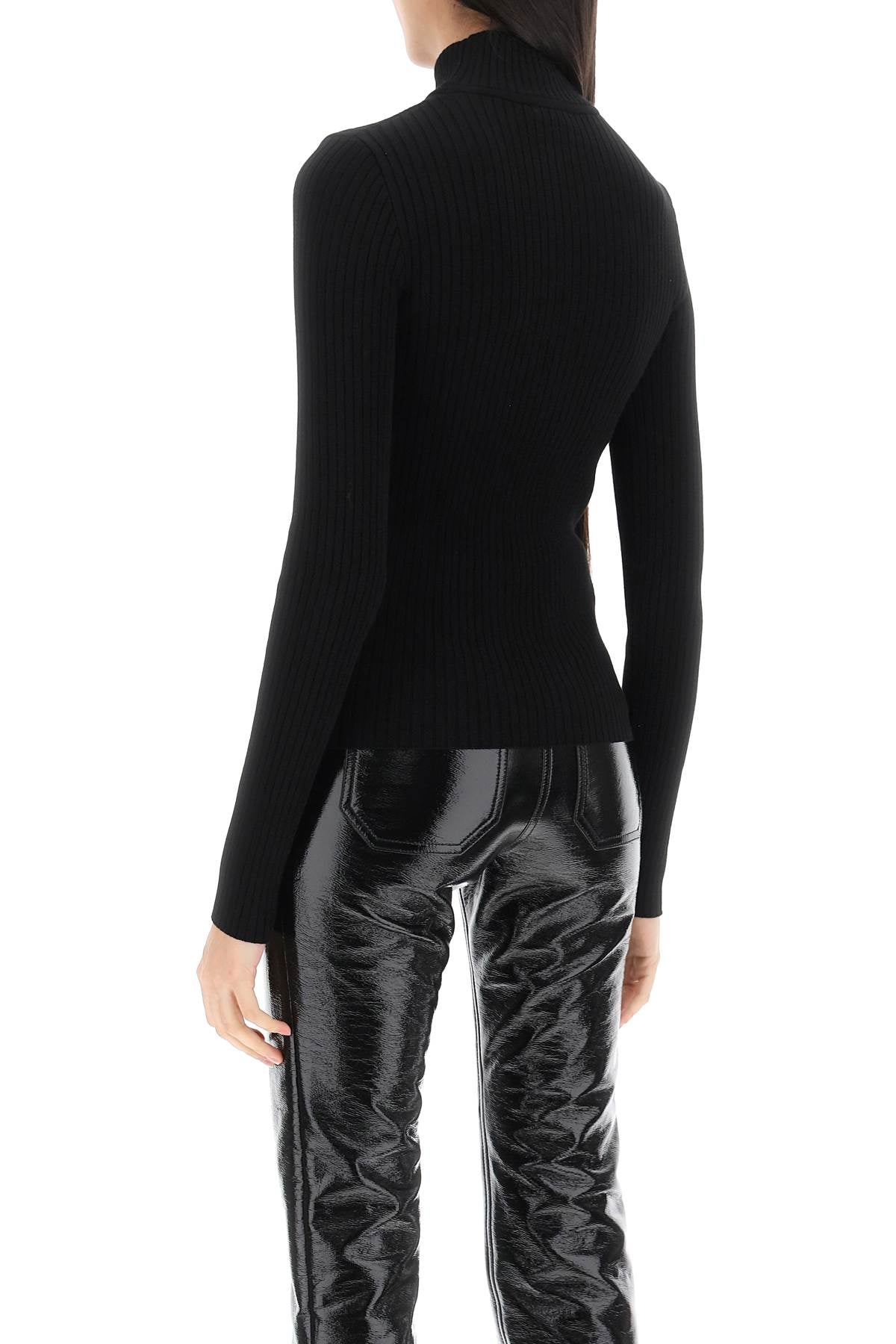 COURREGÈS Women's Funnel-Neck Sweater in Black for SS24