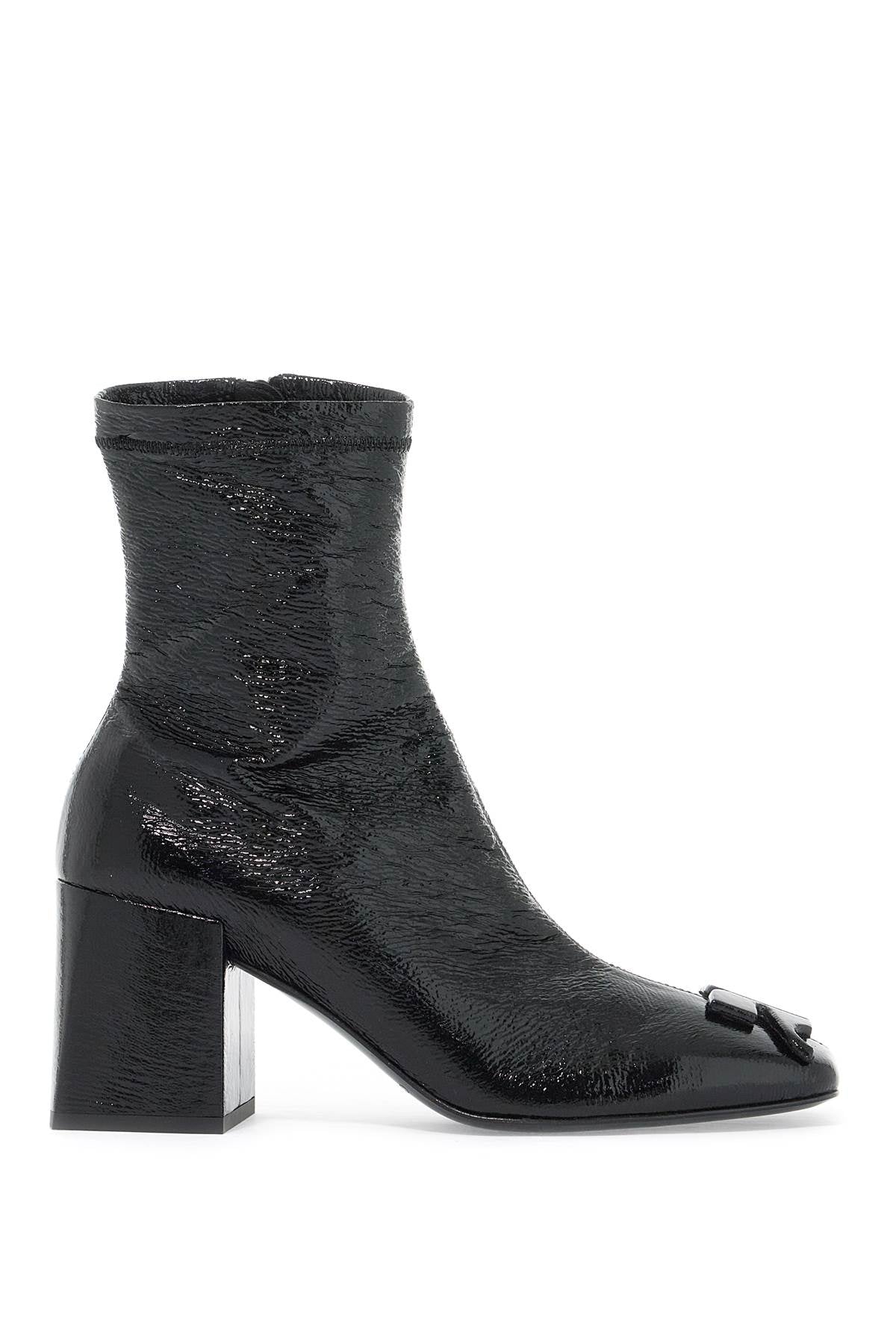 COURREGÈS Sleek Vinyl Ankle Boots with Monogram Detail