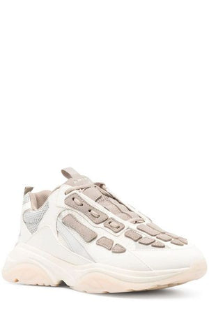 White Men's Sneakers with Leather Inserts and Chunky Sole