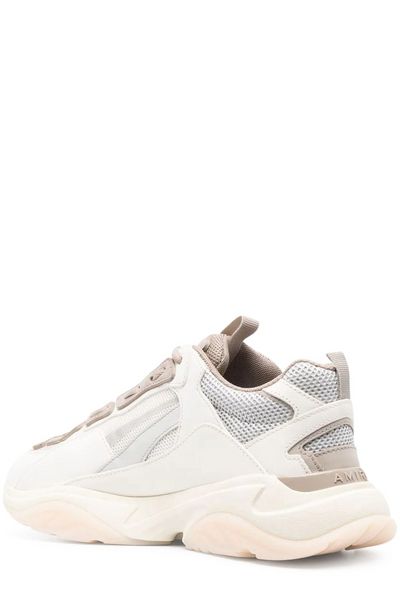 White Men's Sneakers with Leather Inserts and Chunky Sole