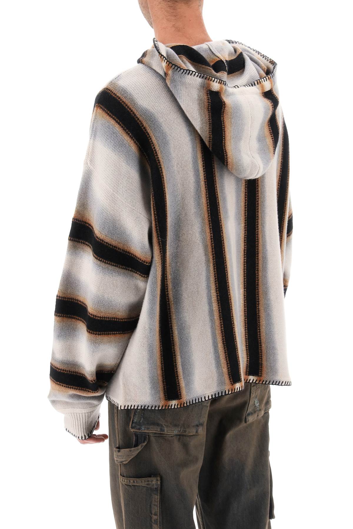 AMIRI Oversized Cashmere & Wool Sweatshirt with Striped Motif