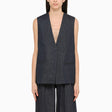 AMIRI Blue Cotton Denim Single-Breasted Women's Waistcoat for Fall 2024