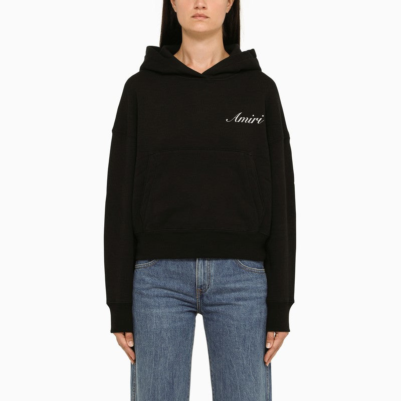 Black Cotton Hoodie for Women by AMIRI