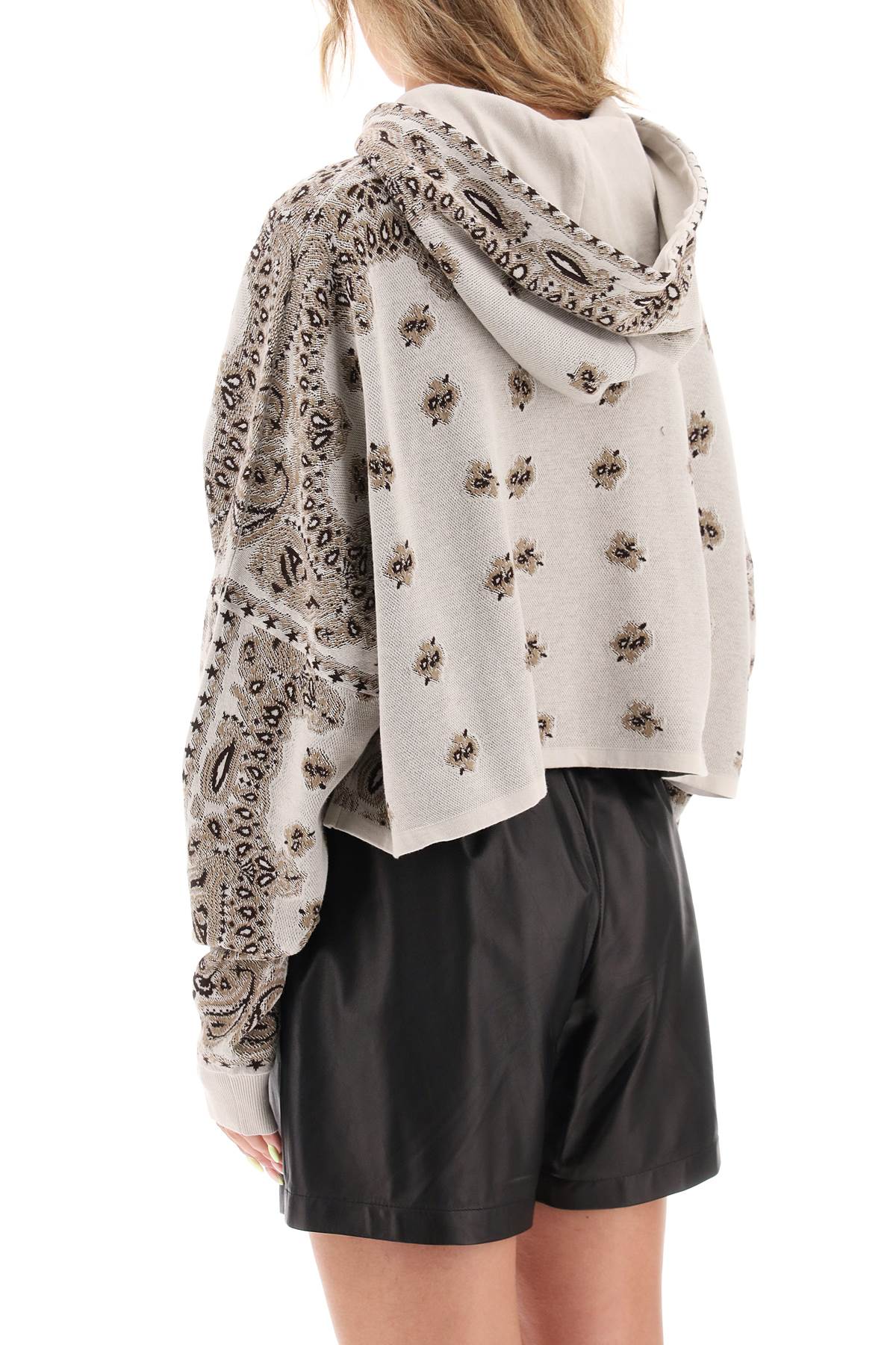 AMIRI Beige Bandana Motif Cropped Hoodie for Women - FW23