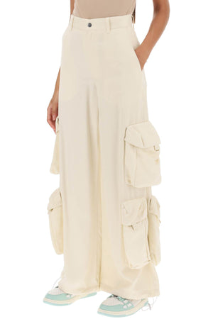 AMIRI Women's Wide Leg Cargo Pants in White