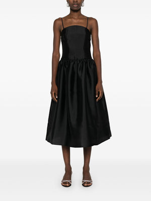 SELF-PORTRAIT BLACK STRAPS MIDI DRESS