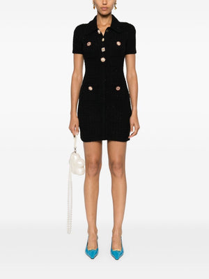 SELF-PORTRAIT Embellished Button Knit Dress with Front Pockets