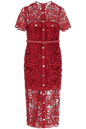 SELF-PORTRAIT Elegant Red Lace Midi Dress