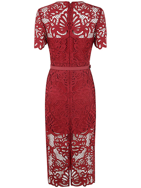 SELF-PORTRAIT Guipure Lace Button Midi Dress