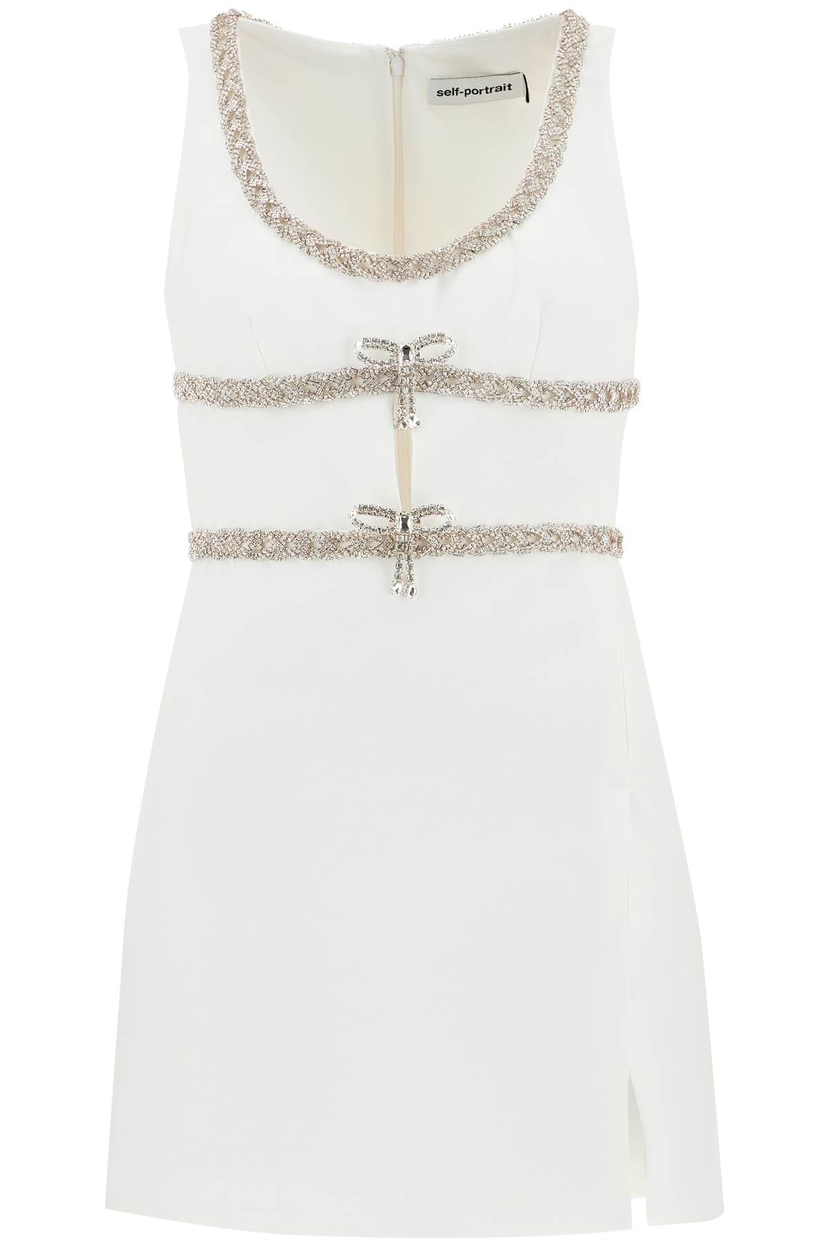 SELF-PORTRAIT Elegant Crystal-Trim Sleeveless Mini Dress