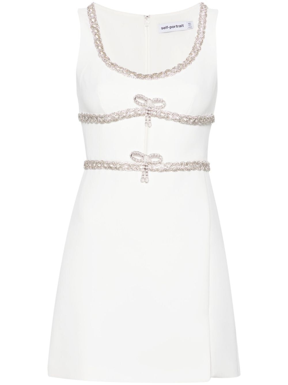 SELF-PORTRAIT Elegance Redefined: Mini Dress with Diamante Bow Trim