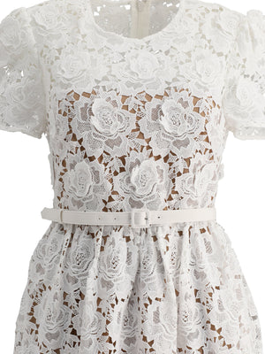 SELF-PORTRAIT Chic Cream Floral Lace Mini Dress