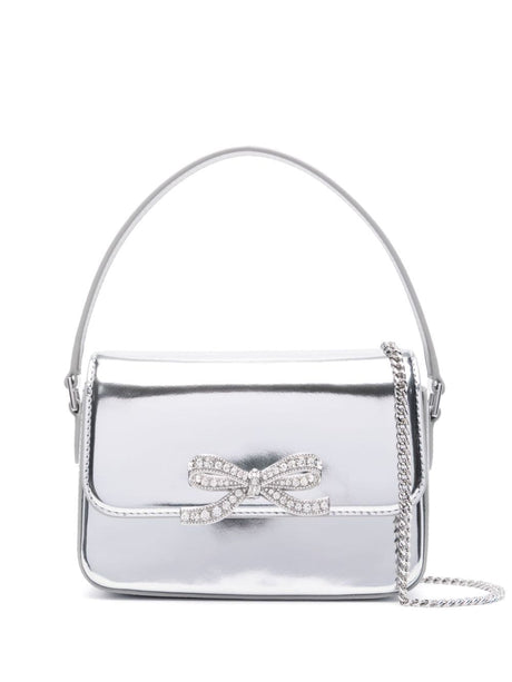 SELF-PORTRAIT Elegant Micro Leather Shoulder Bag with Rhinestone Bow