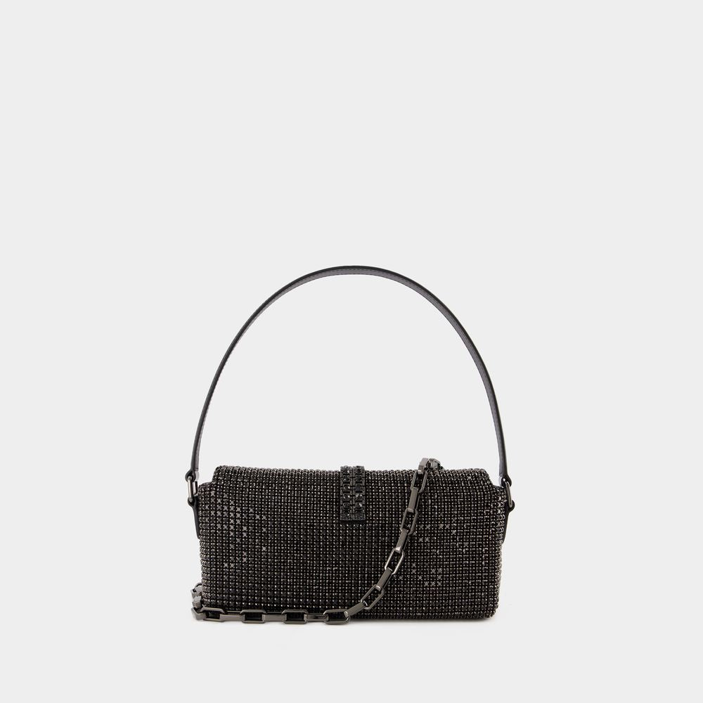 SELF-PORTRAIT Glamorous Black Rhinestone Baguette Shoulder Bag