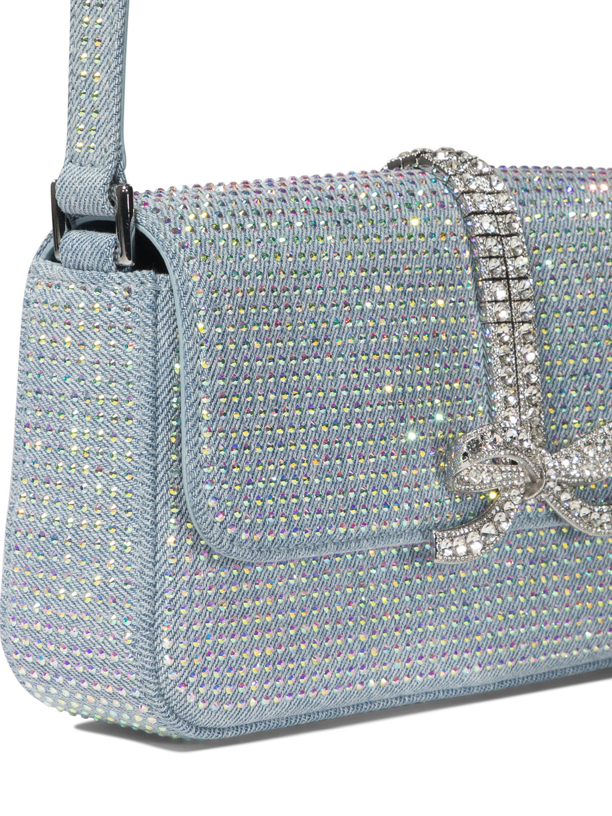 SELF-PORTRAIT Dazzling Rhinestone Mini Denim Shoulder Bag