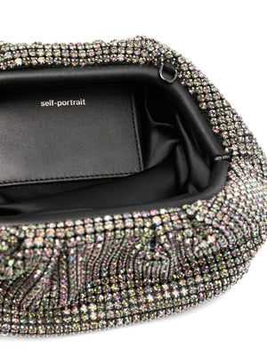 SELF-PORTRAIT Multi Rhinestone Chainmail Mini Clutch Handbag