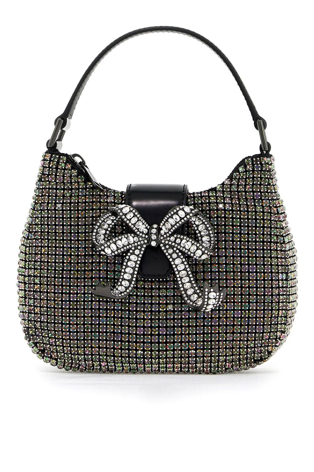 SELF-PORTRAIT Mini Crescent Bow Handbag with Crystals