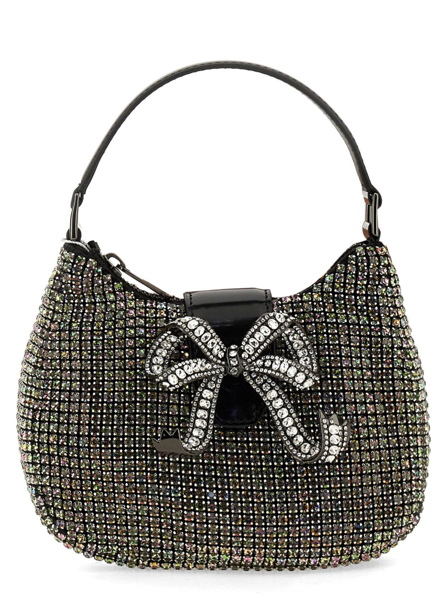 SELF-PORTRAIT Mini Crescent Bow Handbag with Crystals