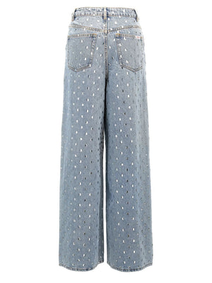 SELF-PORTRAIT Glamour Rhinestone-Embellished High-Waisted Jeans