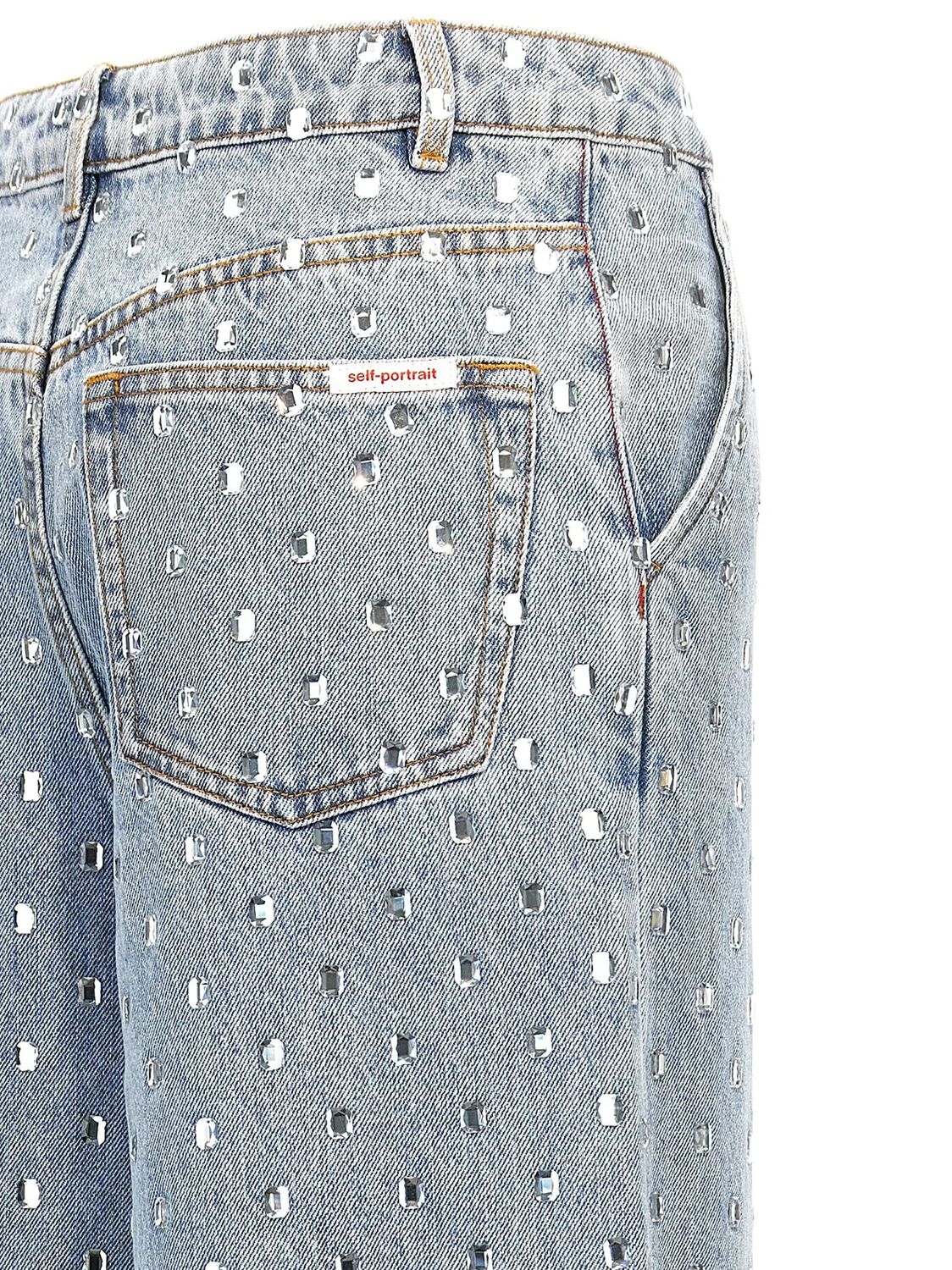 SELF-PORTRAIT Glamour Rhinestone-Embellished High-Waisted Jeans