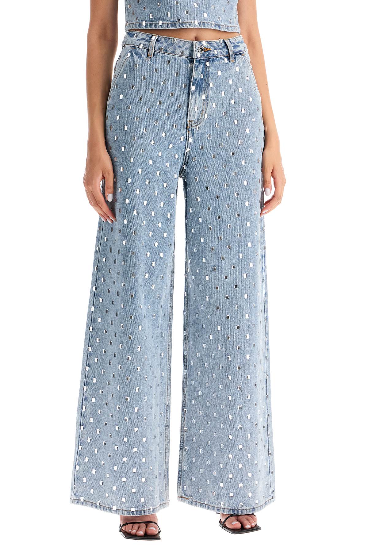 SELF-PORTRAIT Glamour Rhinestone-Embellished High-Waisted Jeans