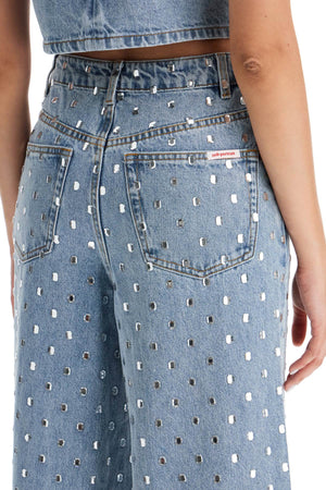 SELF-PORTRAIT Glamour Rhinestone-Embellished High-Waisted Jeans