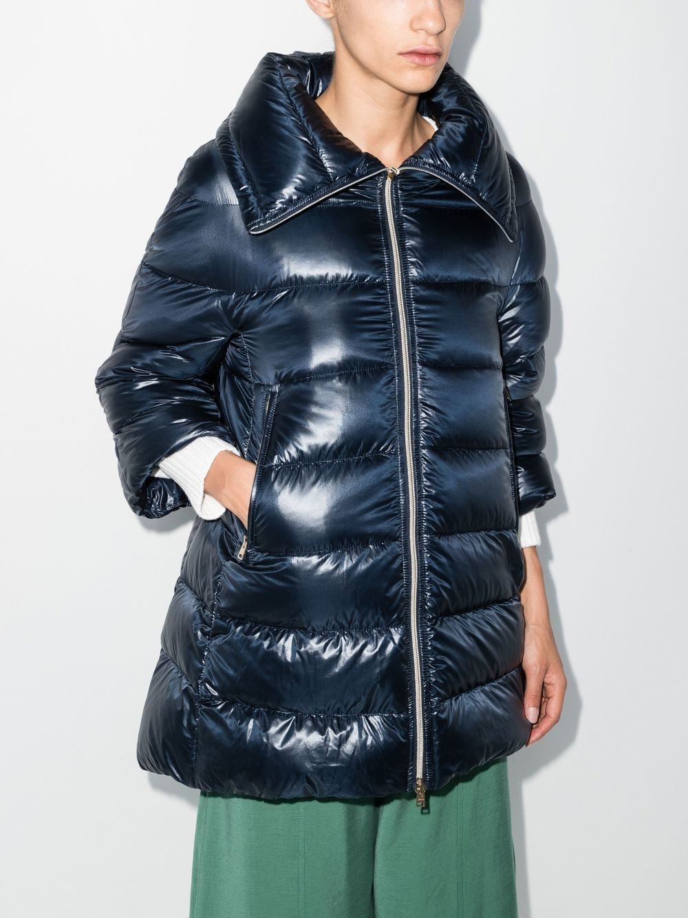 HERNO Elegant Navy Midi Down Jacket