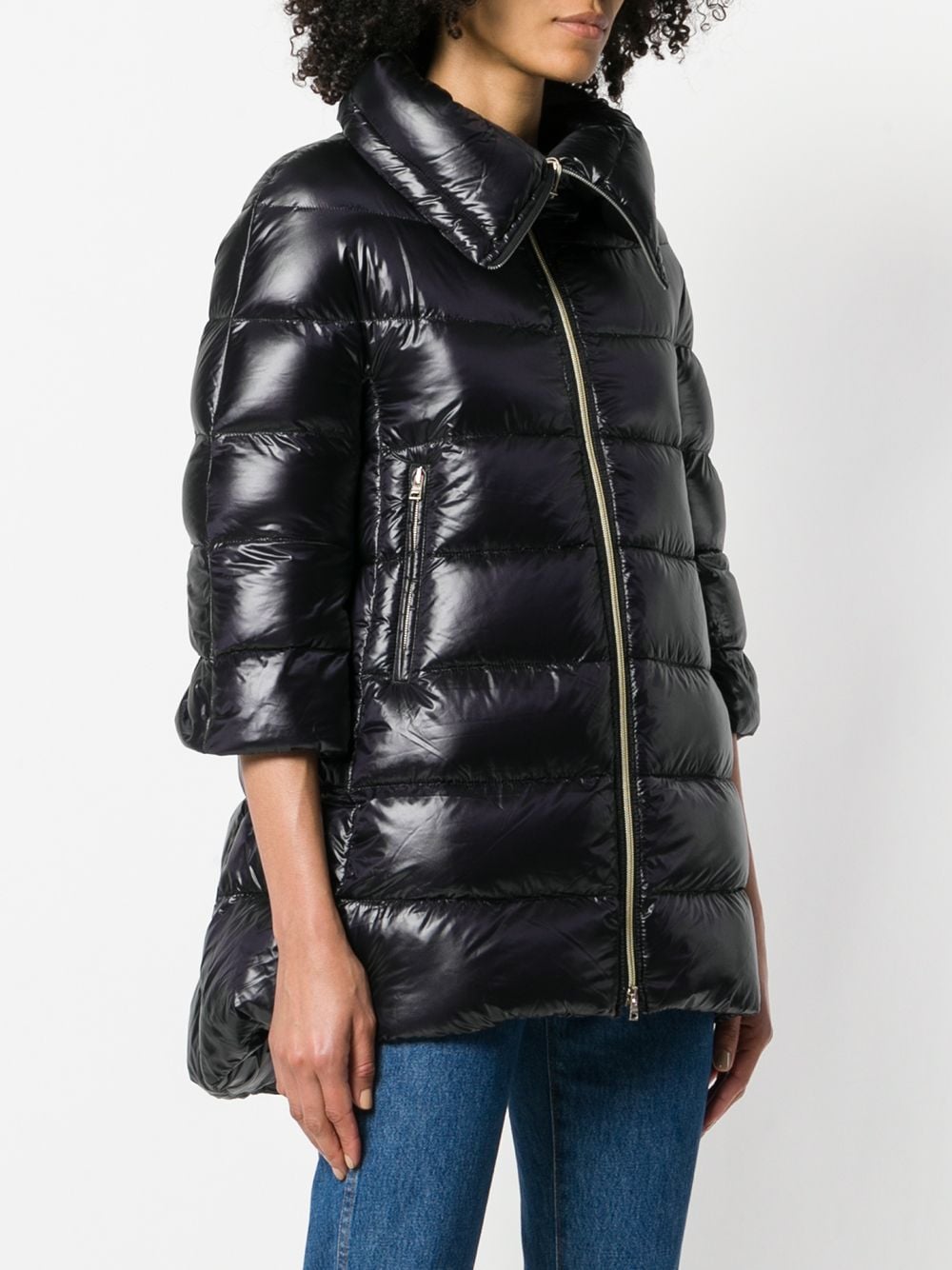 HERNO Elegant Midi Puffer Jacket with 3/4 Sleeves