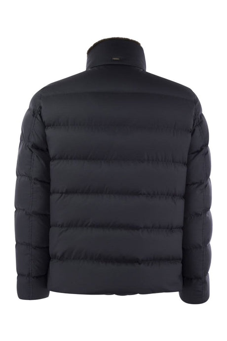 HERNO Luxury Short Down Jacket with Removable Fur Collar