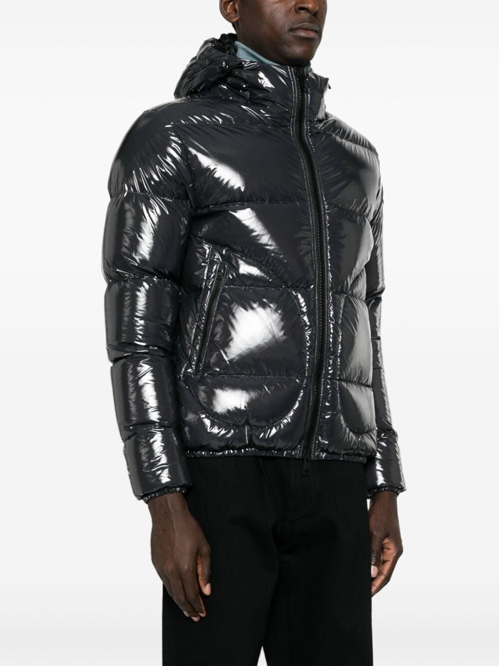 HERNO Luxury Glossy Bomber Jacket with Down Fill