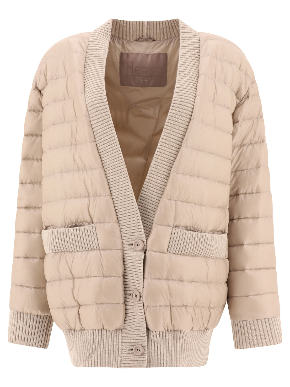 HERNO Chic Beige Down Cardigan Jacket