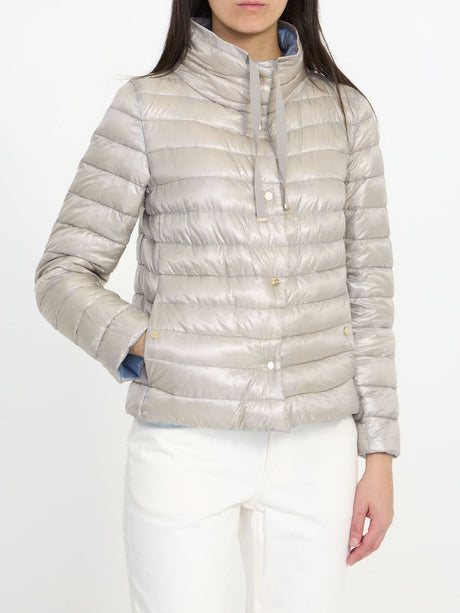HERNO Reversible Padded Jacket - Grey and Light-Blue Lightweight Nylon - Women's Outerwear