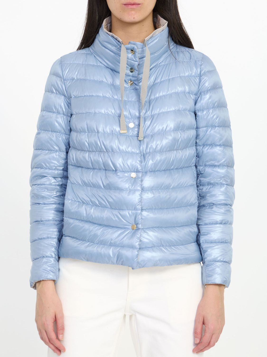 HERNO Reversible Padded Jacket - Grey and Light-Blue Lightweight Nylon - Women's Outerwear