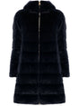 HERNO Navy Blue BLUE QUILTED FAUX-FUR JACKET