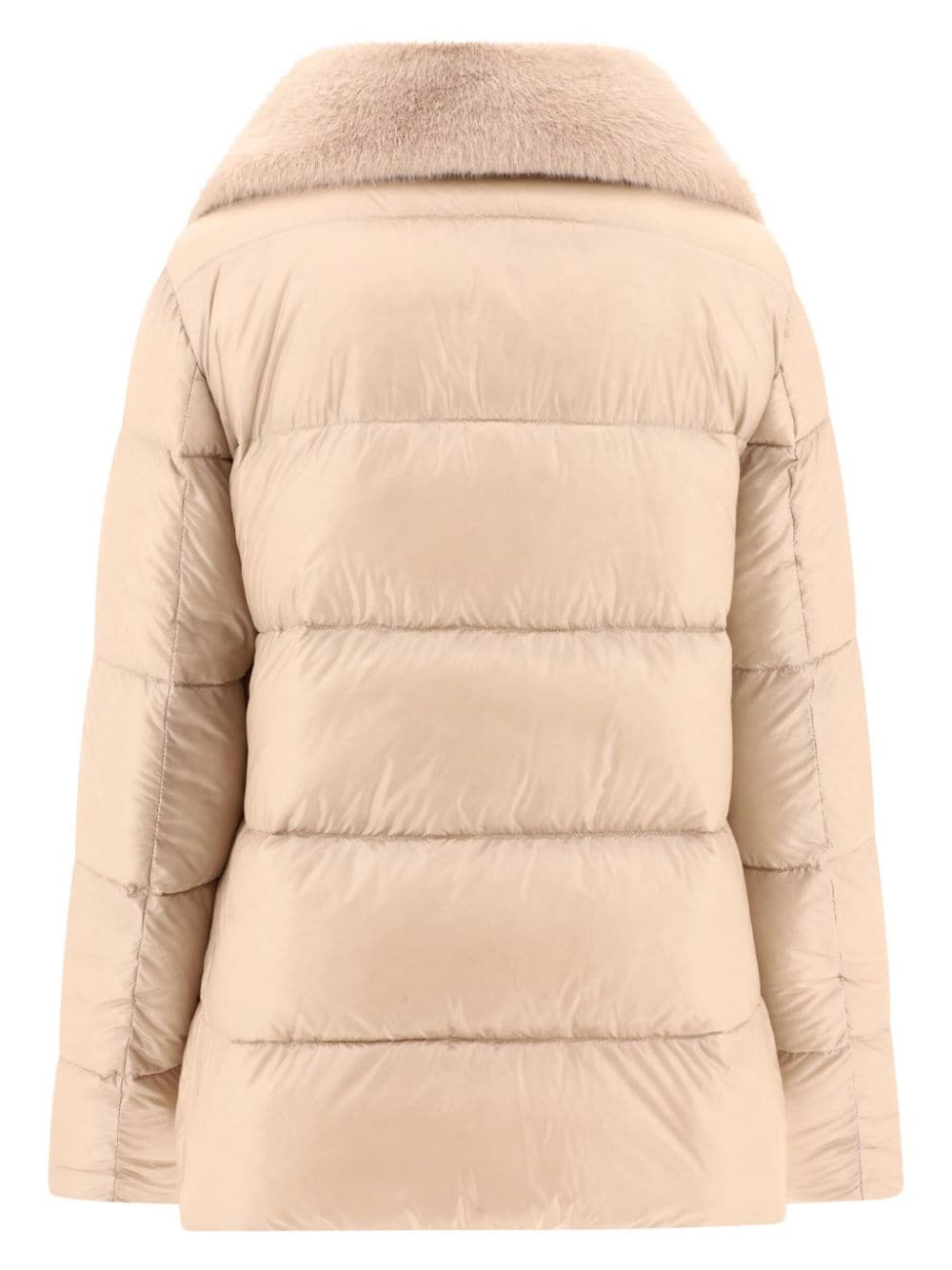 HERNO Luxurious Beige Down Jacket with Faux Fur Accents