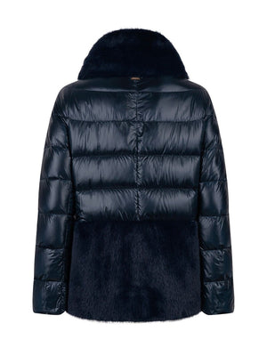 HERNO Full Zip Down Jacket with Vegan Fur Details