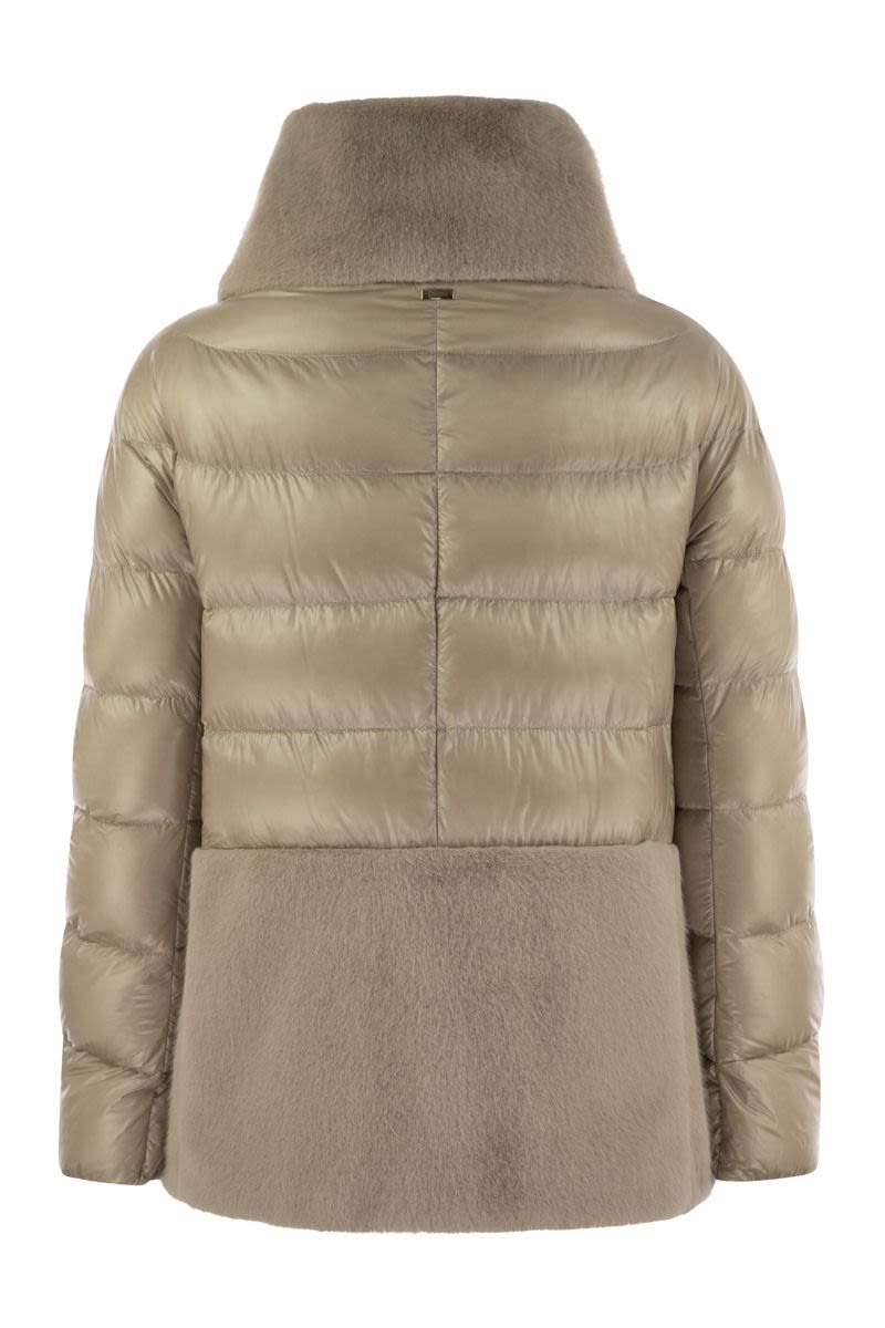 HERNO Luxurious Silk-Feel Down Jacket with Ethical Fur Accents