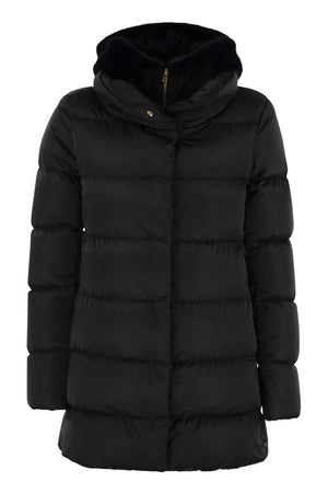 HERNO Luxury Silk-Feel Down Jacket with Detachable Fur Hood