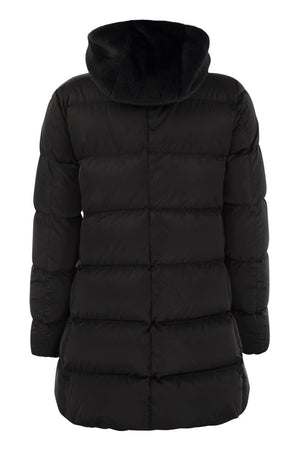 HERNO Luxury Silk-Feel Down Jacket with Detachable Fur Hood