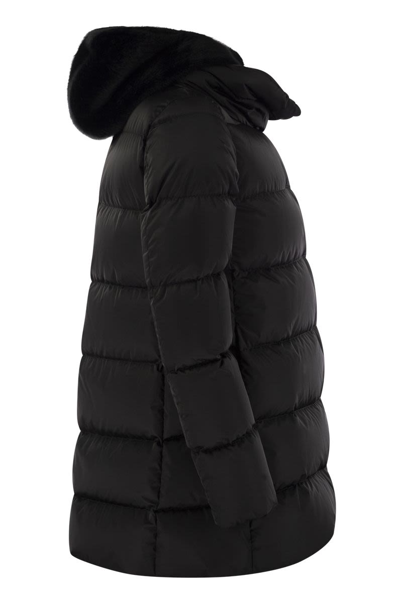 HERNO Luxury Silk-Feel Down Jacket with Detachable Fur Hood