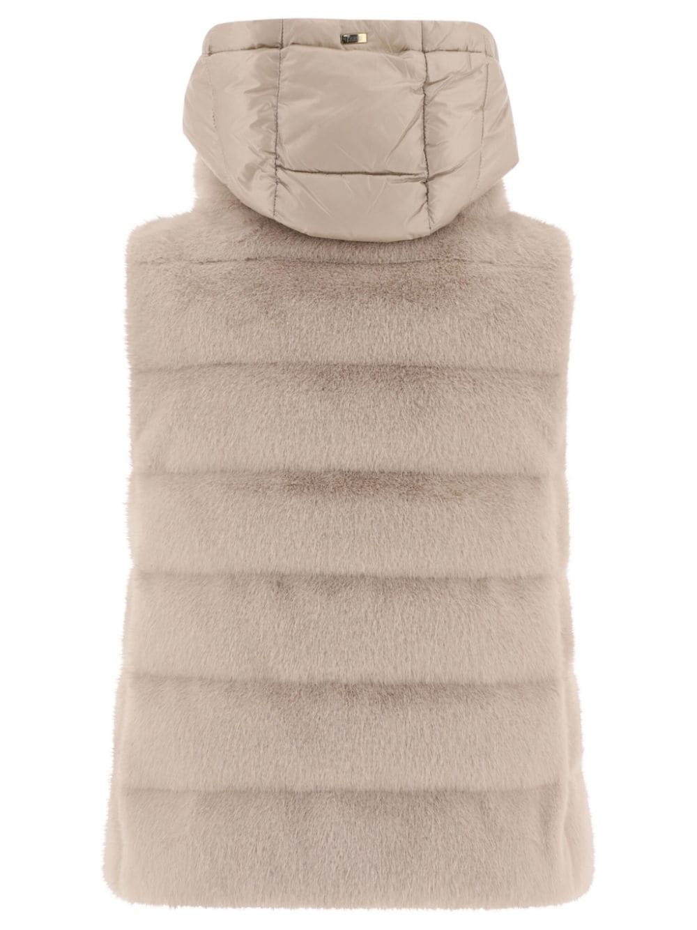 HERNO Elegant Powder Pink Padded Vest with Faux Fur