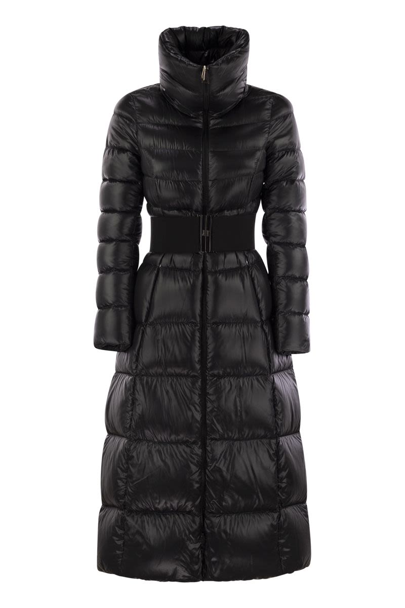 HERNO Elegant Long Down Jacket with Belted Waist