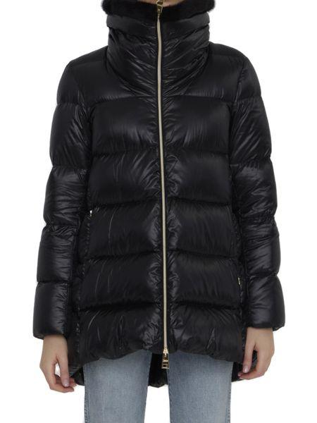 HERNO Quilted Down Jacket with Eco-Fur Collar