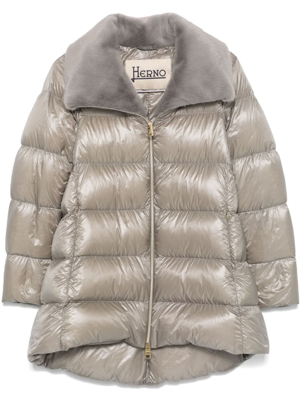 HERNO Mini Quilted Lightweight Jacket with Faux-Fur Collar