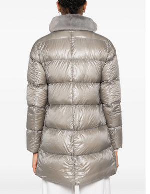 HERNO Mini Quilted Lightweight Jacket with Faux-Fur Collar