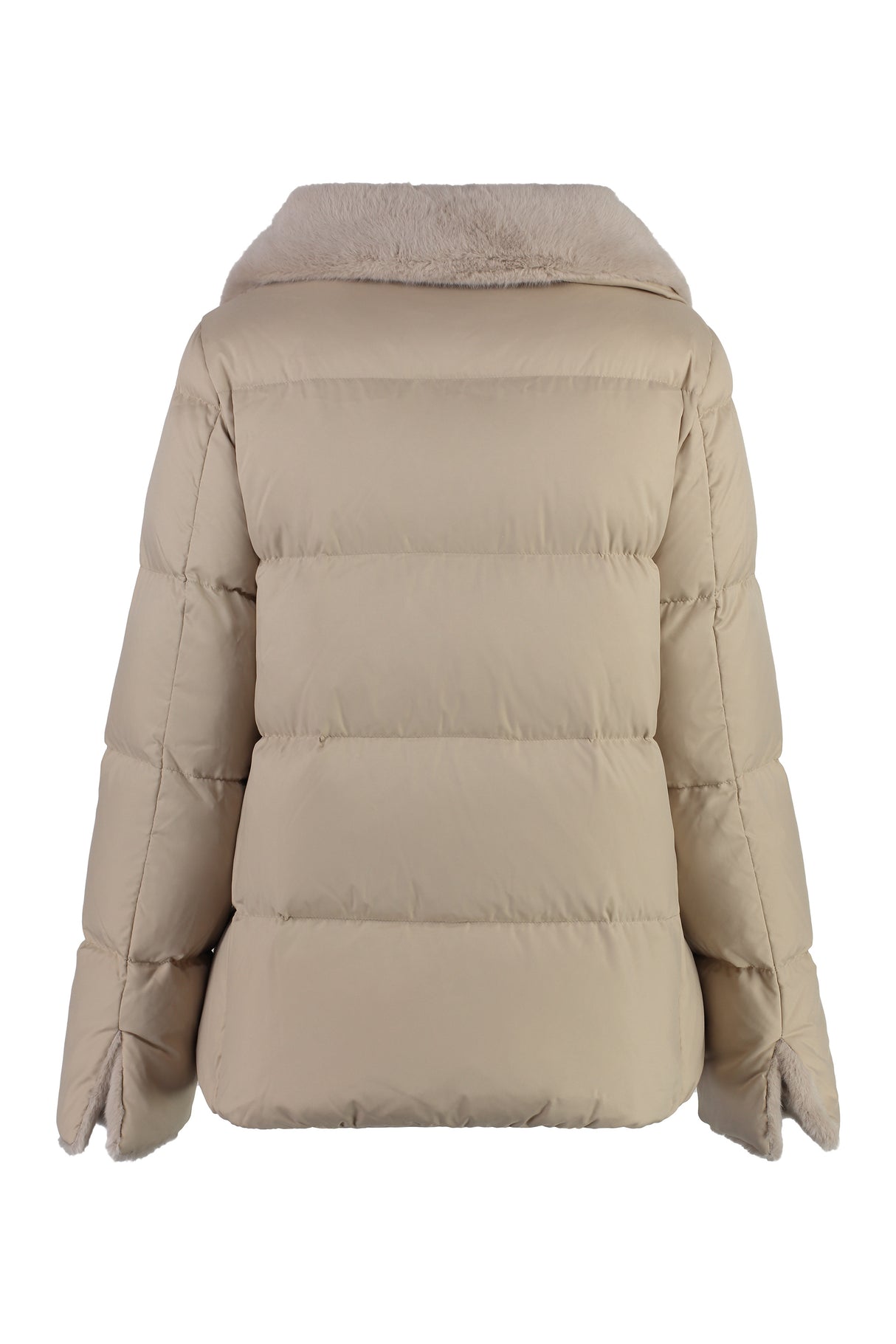 HERNO Elegant Full Zip Down Jacket with Vegan Fur Collar