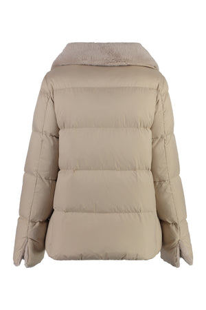 HERNO Elegant Full Zip Down Jacket with Vegan Fur Collar