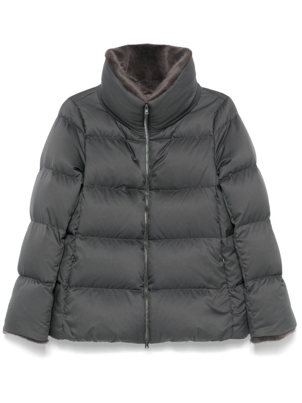 HERNO FAUX FUR COLLAR PUFFER JACKET